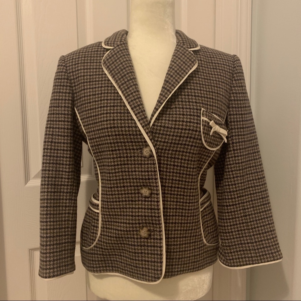 Juicy Couture Wool Plaid Blazer with bow - Sz Large